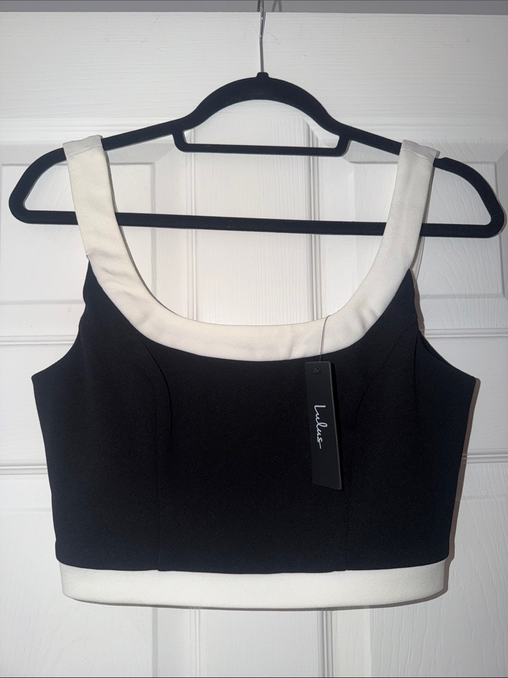 Lulu's Black and White Colorblock Cropped Tank